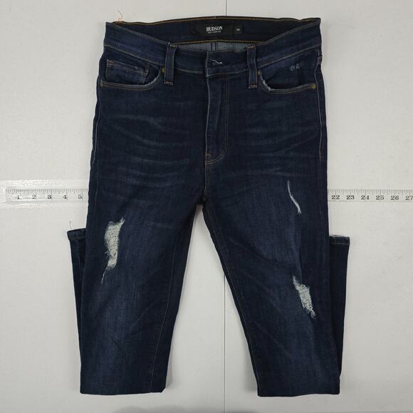 Hudson barbara super skinny jeans blue denim 25 womens denim distressed 5033